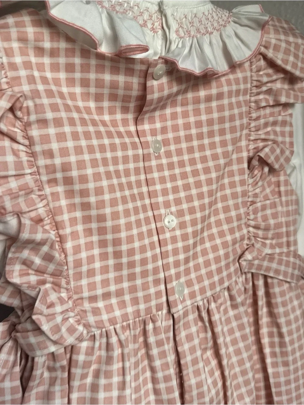 NWT Edgehill Collection Baby Girls Long Sleeve Check Side-Bow Dress Sz 6X